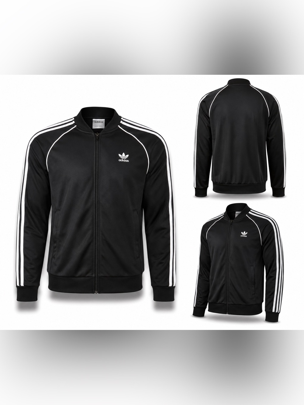 adidas Black Track Jacket with White Three-Stripes